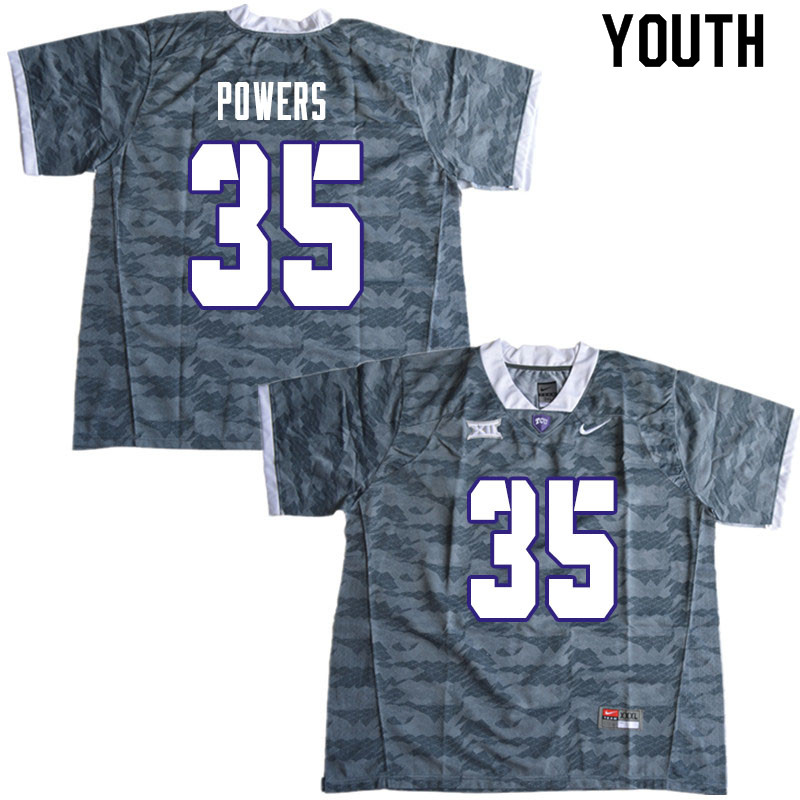 Youth #35 Jack Powers TCU Horned Frogs College Football Jerseys Sale-Gray - Click Image to Close